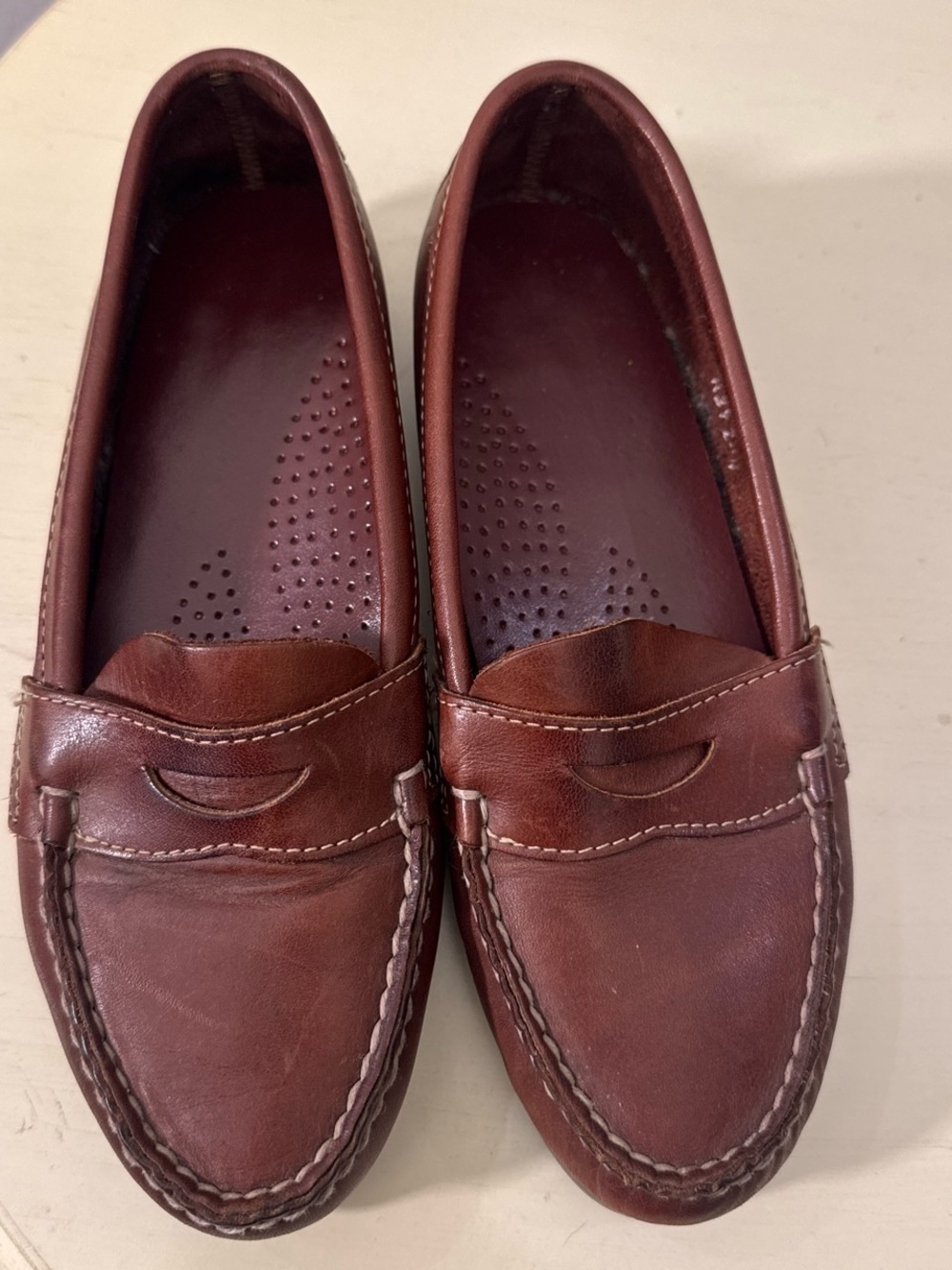 (35) Dexter Women's Brown Leather Moccasin Loafers